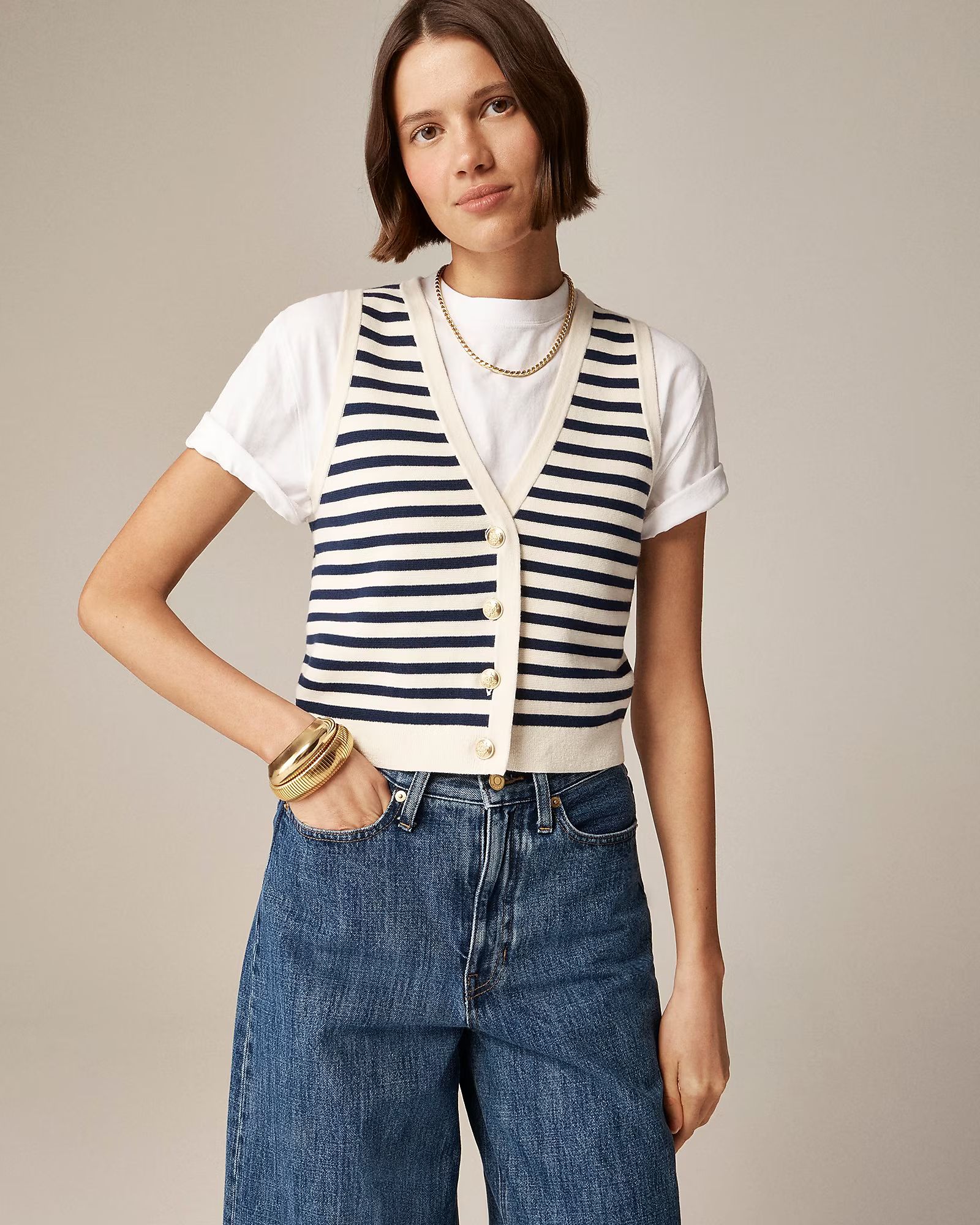 Emilie sweater-vest in stripe | J.Crew US