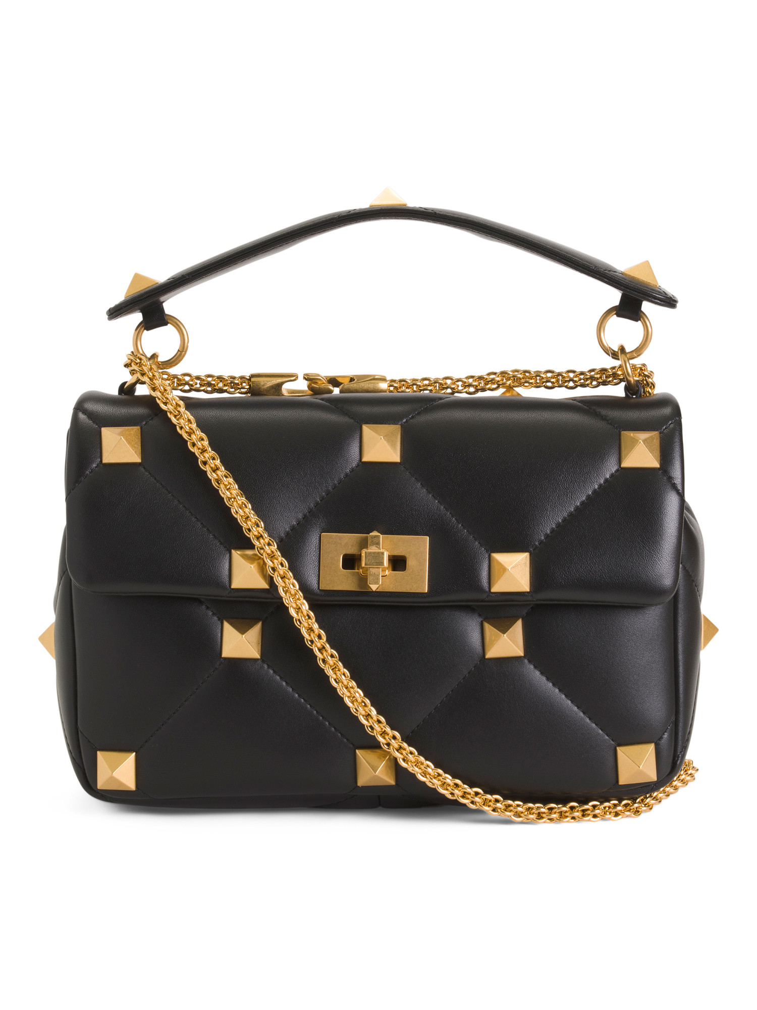 Made In Italy Roman Stud Large Leather Shoulder Shoulder Bag | TJ Maxx