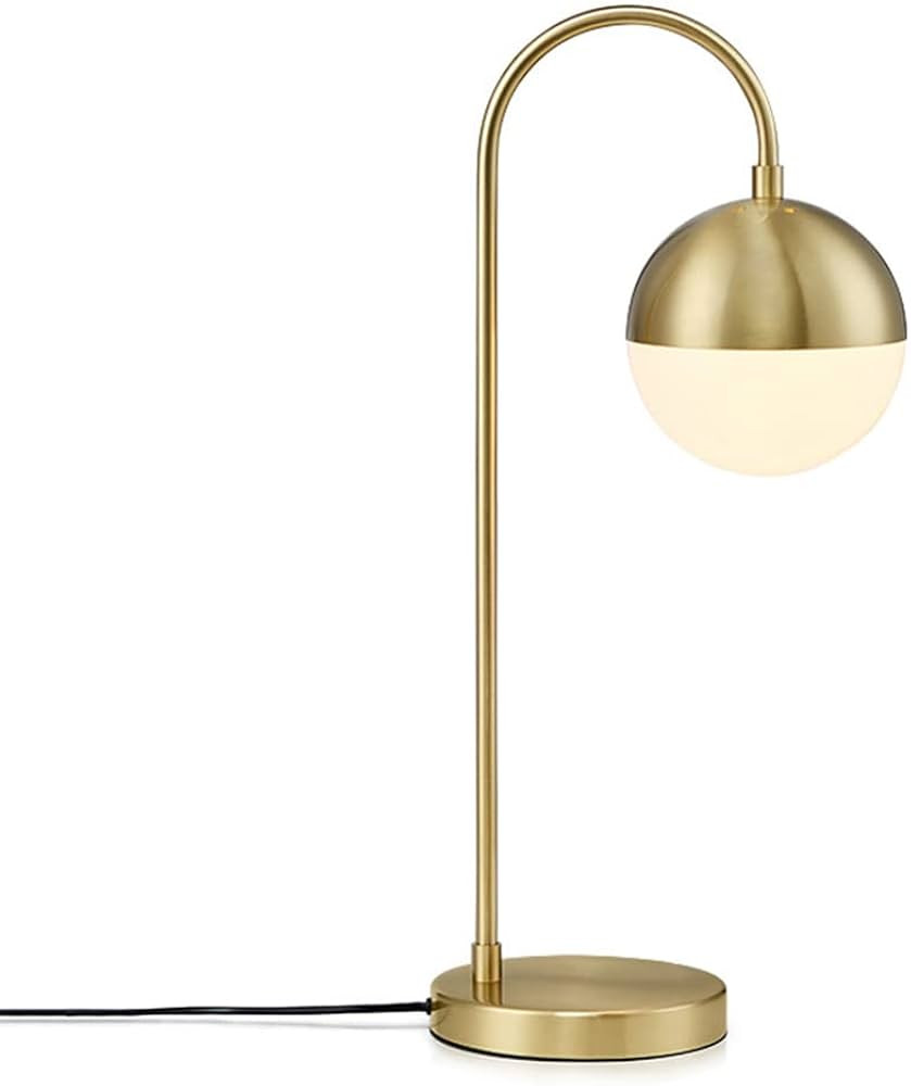 Globe Table lamp mid Century Modern Table lamp Gold Desk lamp White Glass Shade nightstand lamp S... | Amazon (US)