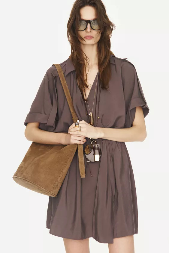 ASYMMETRIC LEATHER BUCKET BAG | Zara UK