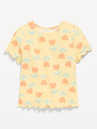 Printed Short-Sleeve Lettuce-Edge T-Shirt for Toddler Girls | Old Navy (US)
