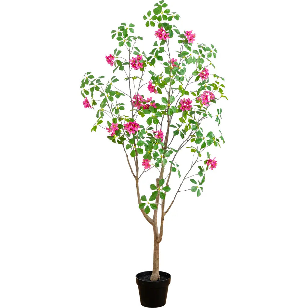 NEARLY NATURAL 5-ft Artificial Dogwood Tree with Real Touch Leaves in Green/pink at Nordstrom | Nordstrom
