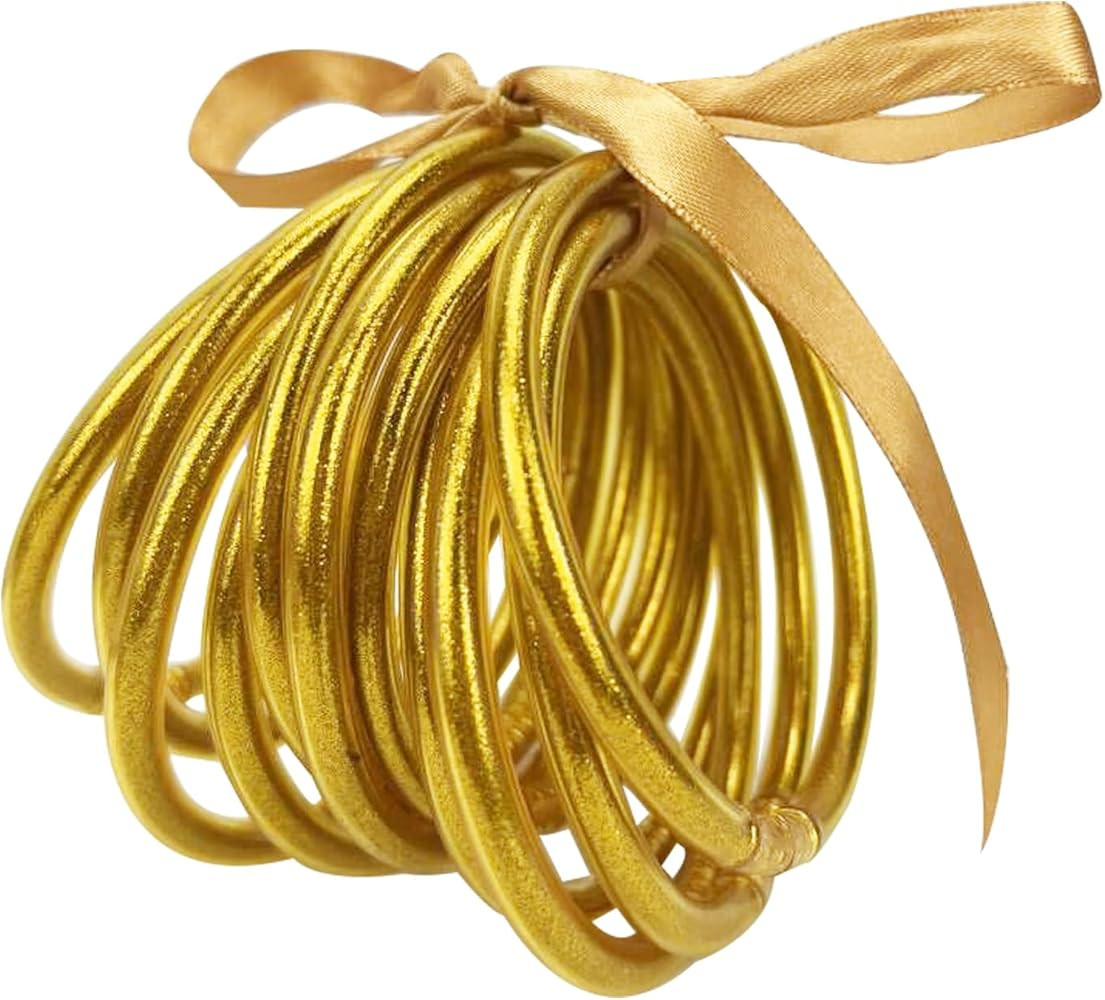 YBMYCM 11PCS Soft Glitter Filled Jelly Silicone Bracelets Set, Sparkling Fashion Bangles as Gift ... | Amazon (US)