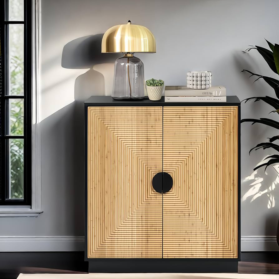 LuxenHome Buffet Cabinet with Storage, Boho Accent Cabinet Storage with Shelves, Mid Century Mode... | Amazon (US)