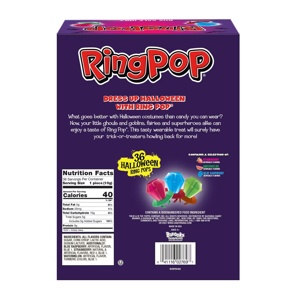 Ring Pop Halloween Lollipops - 12.60oz/36ct | Target