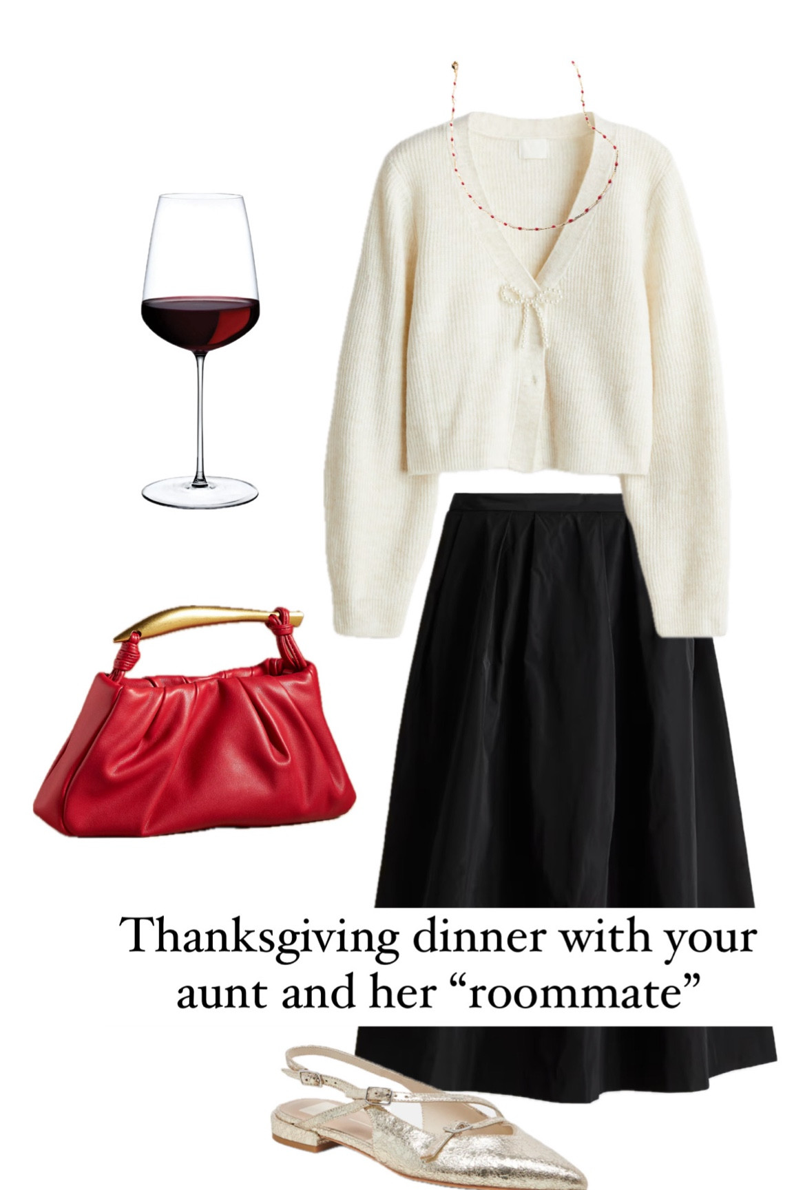 A cutesy outfit for having dinner your aunt and her “roommate” of 15 years 😌 love this bow detail on the sweater 

H&M, thanksgiving outfit ideas, cute bags, dinner date outfits, holiday outfits 

#LTKGiftGuide #LTKHoliday #LTKFindsUnder100