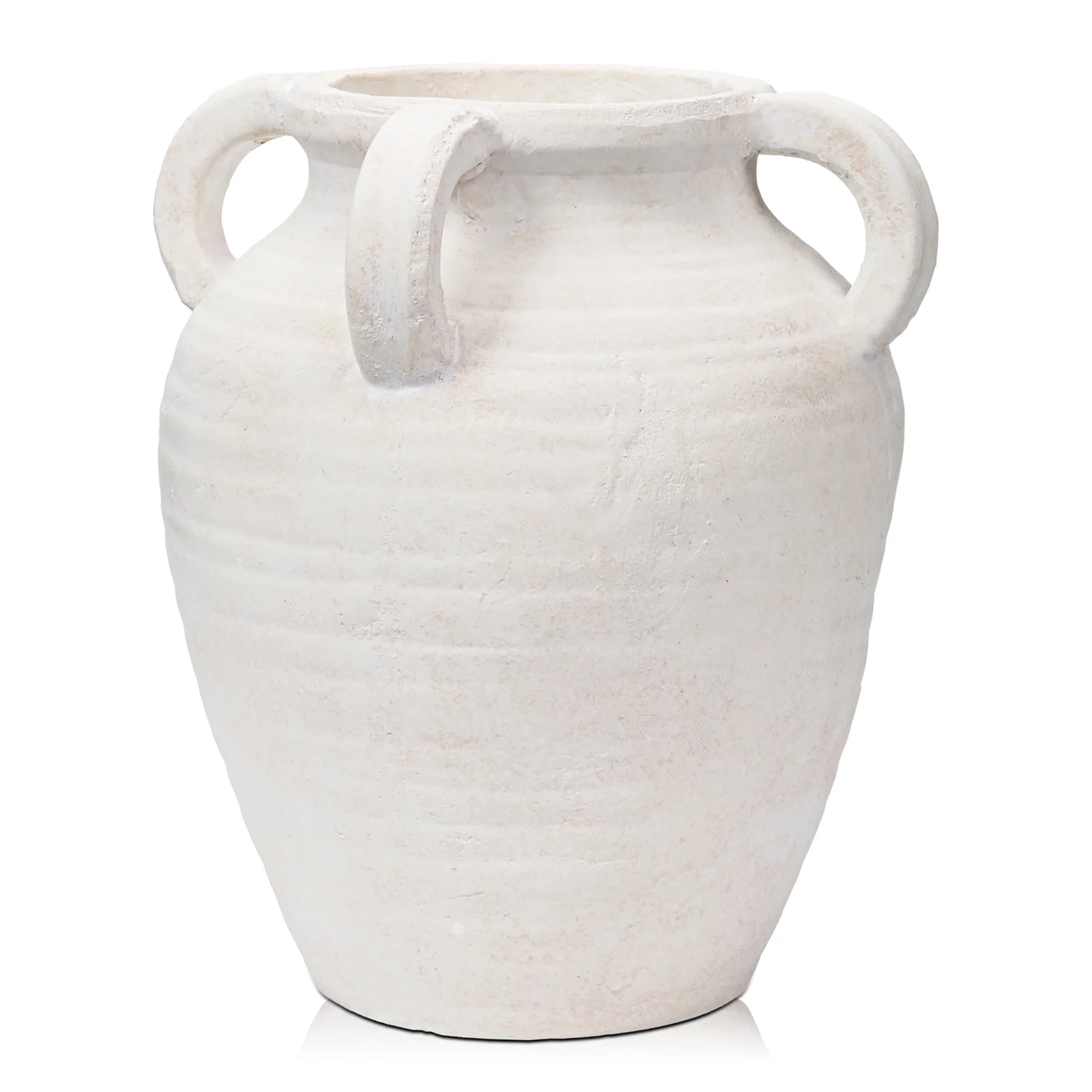 9.8" Handmade Terracotta Vase Vintage White Ceramic vase Rustic Antique Decor with 4 Handles Matt... | Walmart (US)