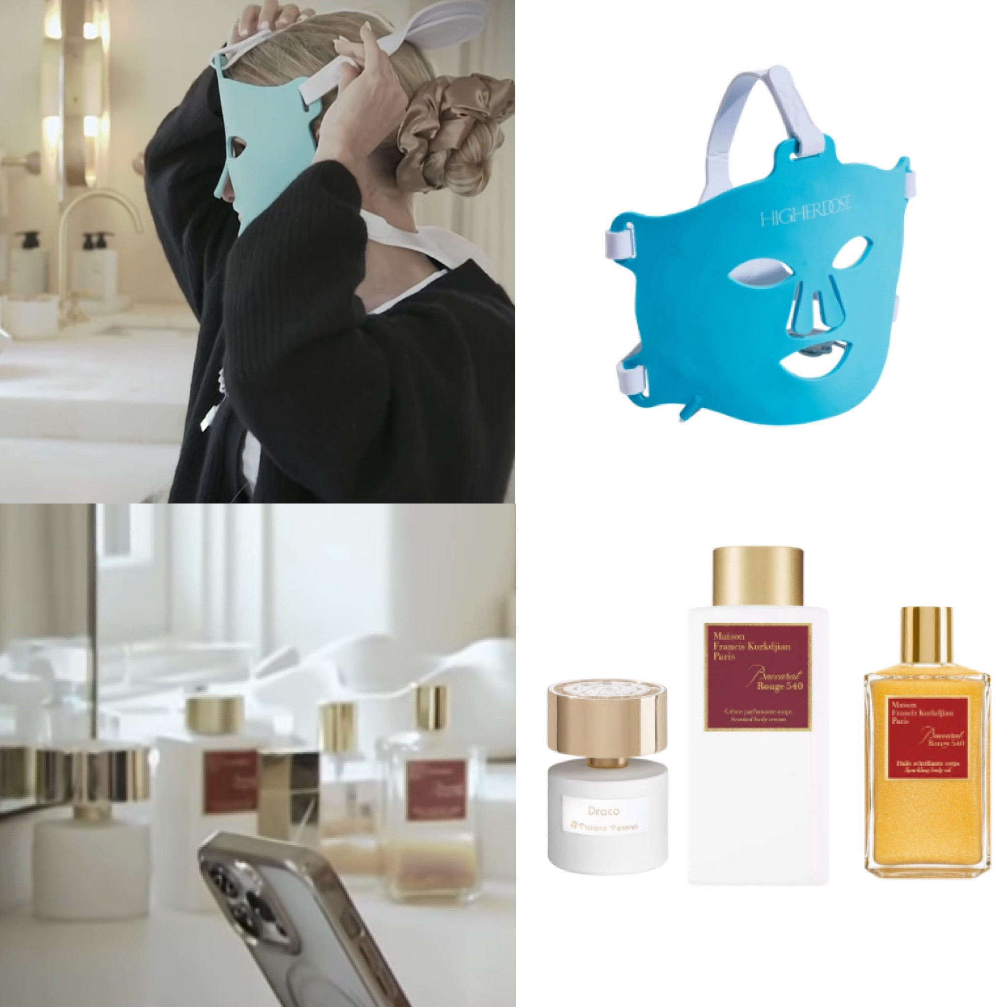 Tracy Tutor’s Red Light Face Mask, Perfume, Body Oil, and Cream