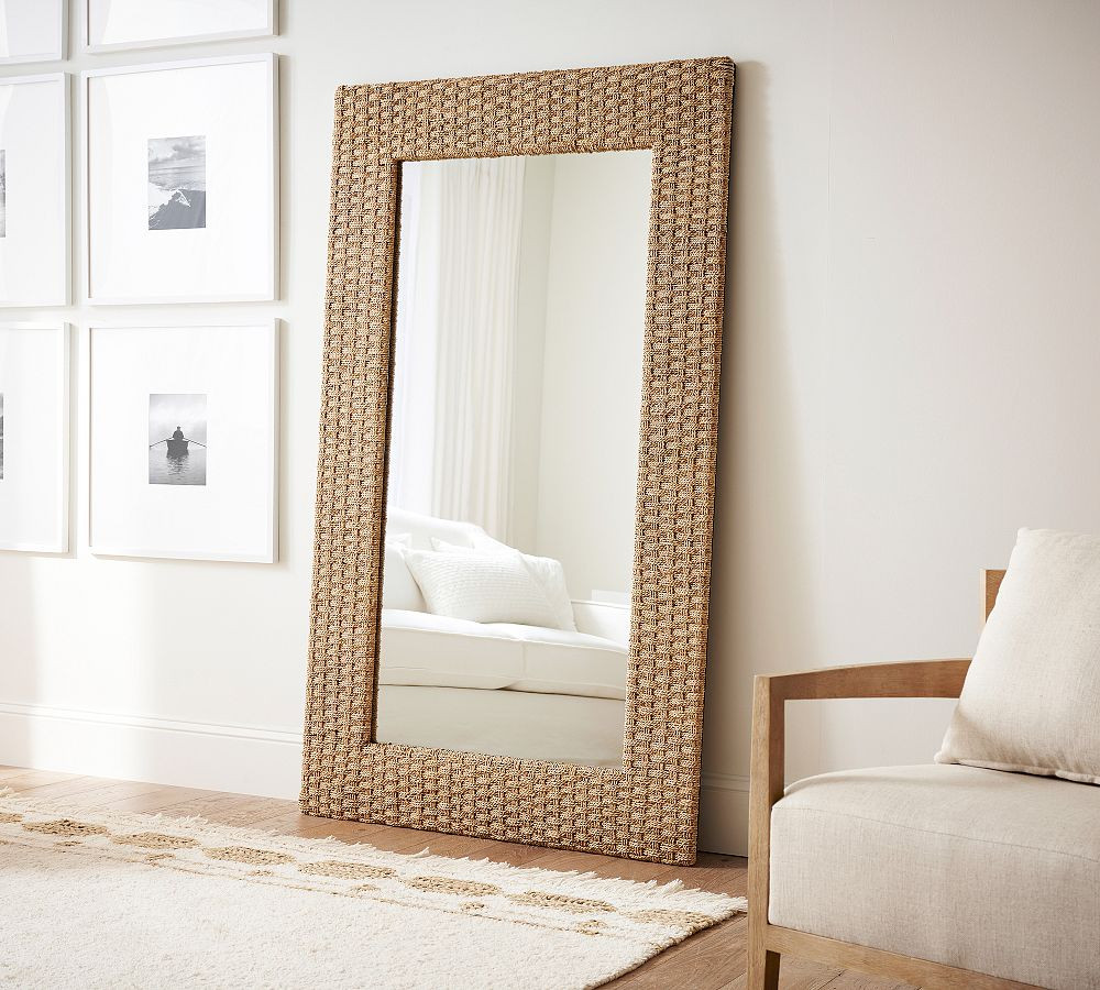 Capitola Wide Woven Floor Mirror | Pottery Barn (US)