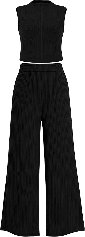 PRETTYGARDEN Womens 2 Piece Summer Casual Tank Tops And Wide Leg Pants Tracksuits | Amazon (US)