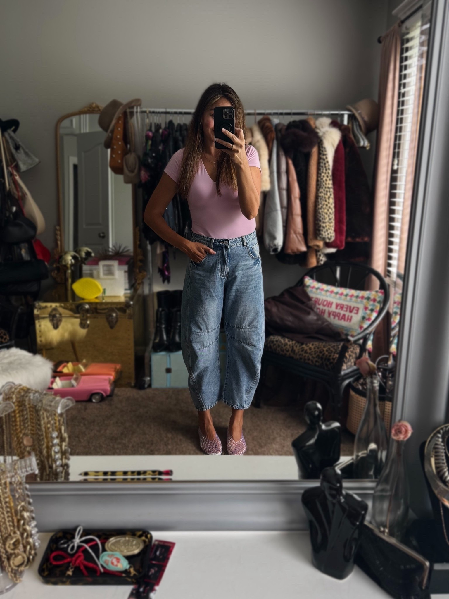 iiii’m a genie in a bottle 🎶 unintentionally but— I like it.

Barrel jeans, wearing a size 6 (wash is light blue)
Jelly flats— TTS; the cushion on these is surprisingly amazing for a flat
Top— I think it’s a small. Im too lazy to check 🙃

Barrel jeans, Walmart fashion, jellies

#LTKootd #LTKmomlife #LTKSaleAlert