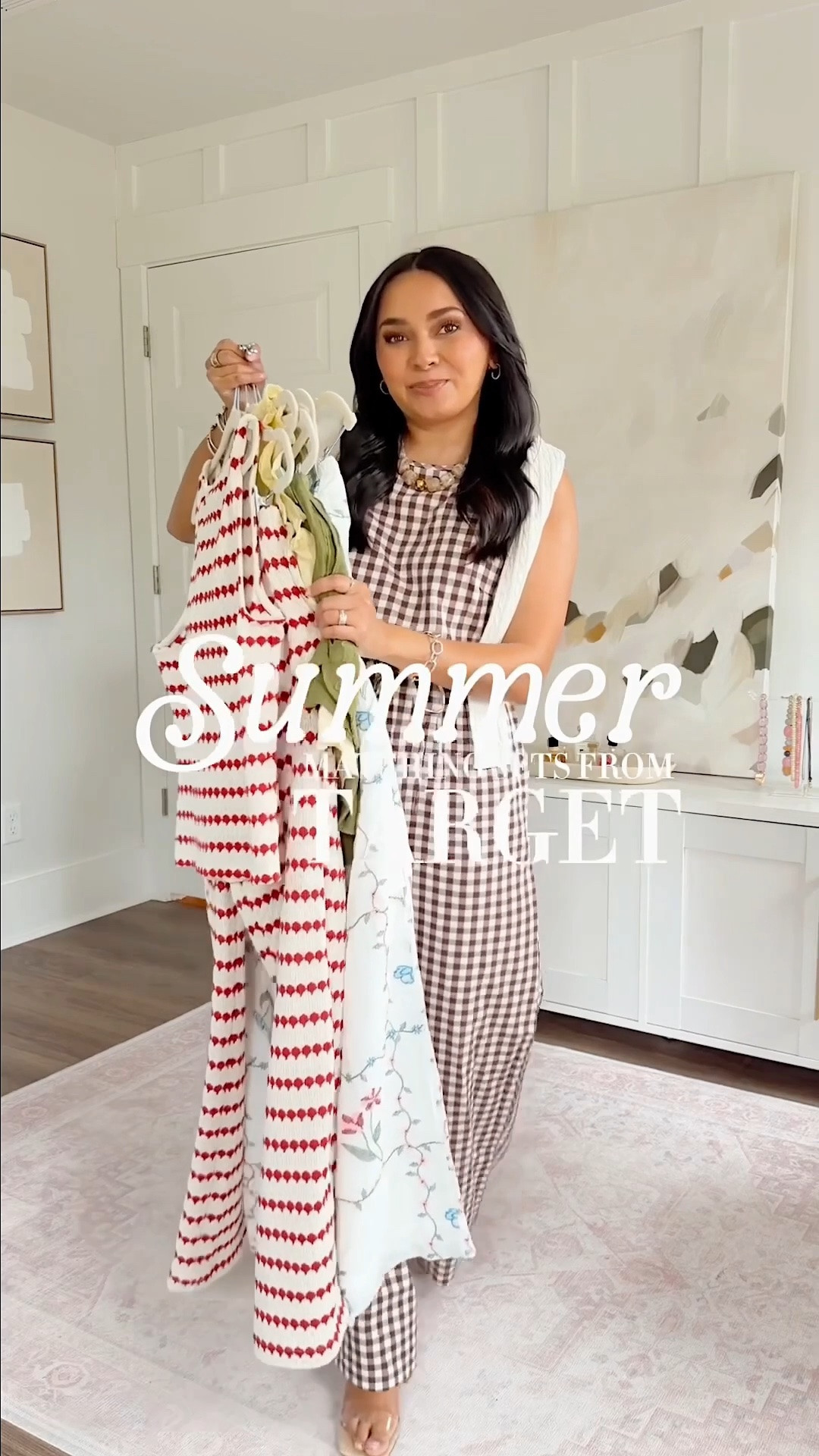 Target Summer Matching Sets!
For reference: I’m 5’0, petite, 32b bra size, and 2/26 in bottoms, pear shaped. 
*Everything I share is unaltered! TTS means true to size. Between size 5-6.5 in shoes

White eyelet top size xs TTS
White eyelet skirt size xs TTS
Red cardigan size xxs TTS
Clear heels size 5 TTS

Yellow eyelet top size xxs TTS
Yellow eyelet skirt size xs TTS
Clear sandals size 5.5 TTS

Floral cami tank size xxs TTS
Floral pull on pants size xs TTS
Tan heels size 5 TTS

Dark red tube top size xxs TTS
Dark red short size xs TTS
Gold sandals size 5.5 TTS
Cream cardigan size xxs TTS

Navy blue polka dot top size xs TTS
Navy blue polka dot skirt size xs TTS
Clear heels size 5 TTS

Red stripe top size xs TTS
Red stripe pants size xs TTS
Red cardigan size xxs TTS

Green top size xs TTS
Green shorts size xs TTS
Clear sandals size 5.5 TTS


Brown gingham top size xs TTS
Brown gingham pants size small TTS

Summer outfits
Petite friendly
Vacation outfits beach
Date night outfits

#LTKgrwm #LTKPetite #LTKootd