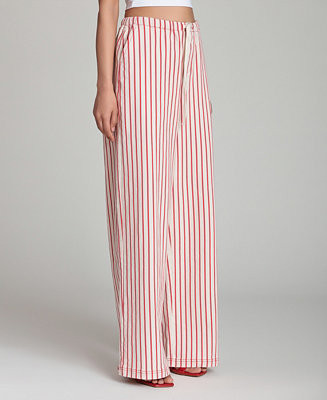 Women's Mid-Rise Striped Drawstring Pants | Macy's