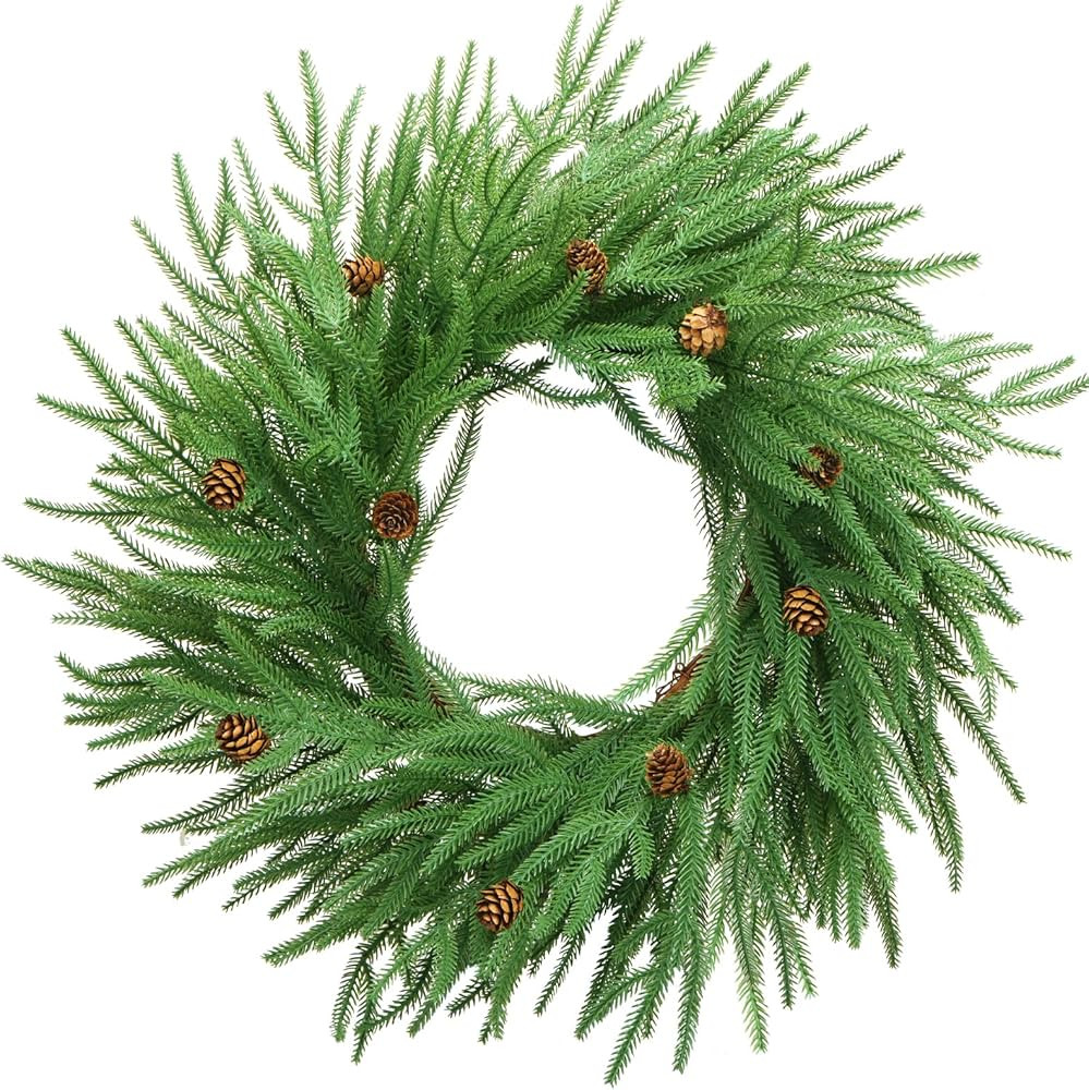 26" Artificial Christmas Wreath, Real Touch Norfolk Pine Wreath for Front Door Faux Pine Wreath G... | Amazon (US)