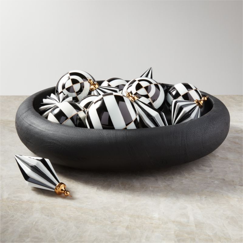 Decorative Bowl with Black and White Glass Ornaments Bundle | CB2 | CB2