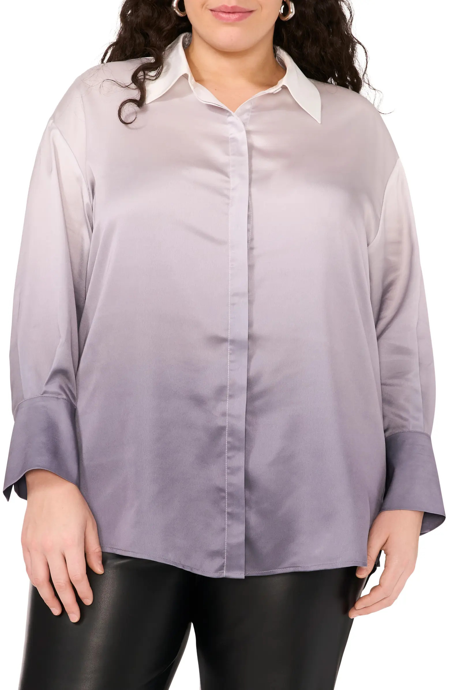 Vince Camuto Dip Dye Charmeuse Button-Up Shirt | Nordstrom | Nordstrom