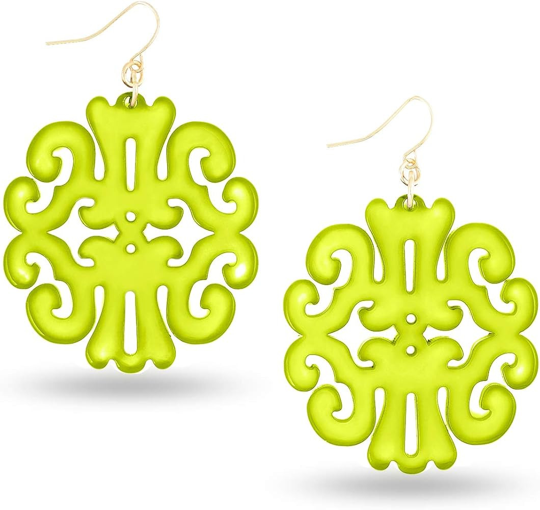 ZENZII Acrylic Resin Earrings for Women Statement Swirl Drop Dangle Lightweight Earrings summer c... | Amazon (US)