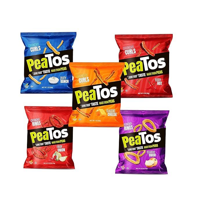 Peatos Crunchy Puffs Snacks, Party Mix Variety Pack, .6-1 Ounce (15 Count), Junk Food Taste, Made... | Amazon (US)