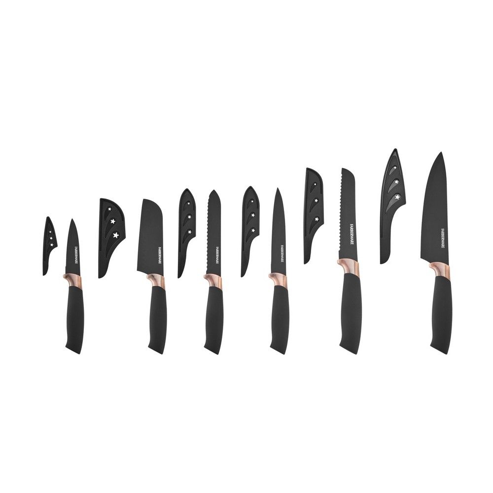 Farberware 12 Piece Soft Grip Knife Set; Black and Copper | Target