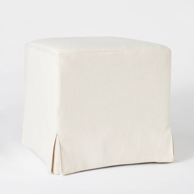 Threshold designed w/Studio McGee Slipcover Ottoman Square Bedroom Cream  | eBay | eBay US
