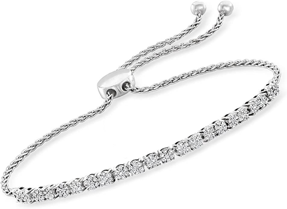 Ross-Simons 0.50 ct. t.w. Diamond Cluster Bolo Bracelet in Sterling Silver | Amazon (US)
