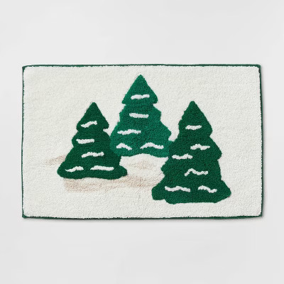 20"x30" Tree Christmas Bath Rug Green - Threshold™ | Target