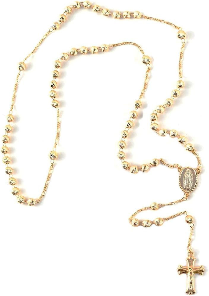 Shop LC Rosary Necklace for Women - Lariat Cross Necklace in Goldtone, Silvertone & Tri-tone - Fa... | Amazon (US)