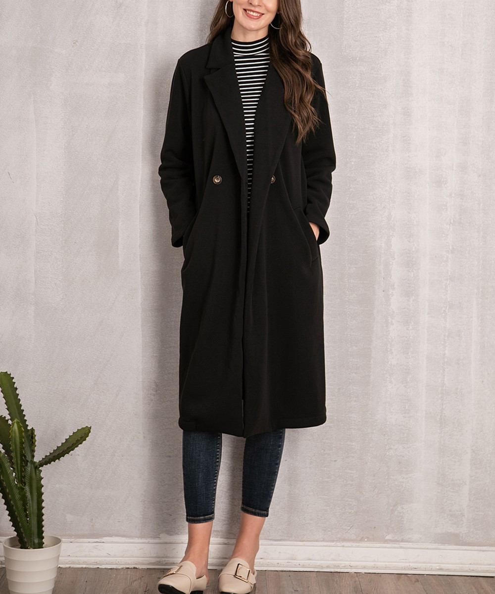 Beyond This Plane Women's Overcoats Black - Black One-Button Coat - Women & Plus | Zulily