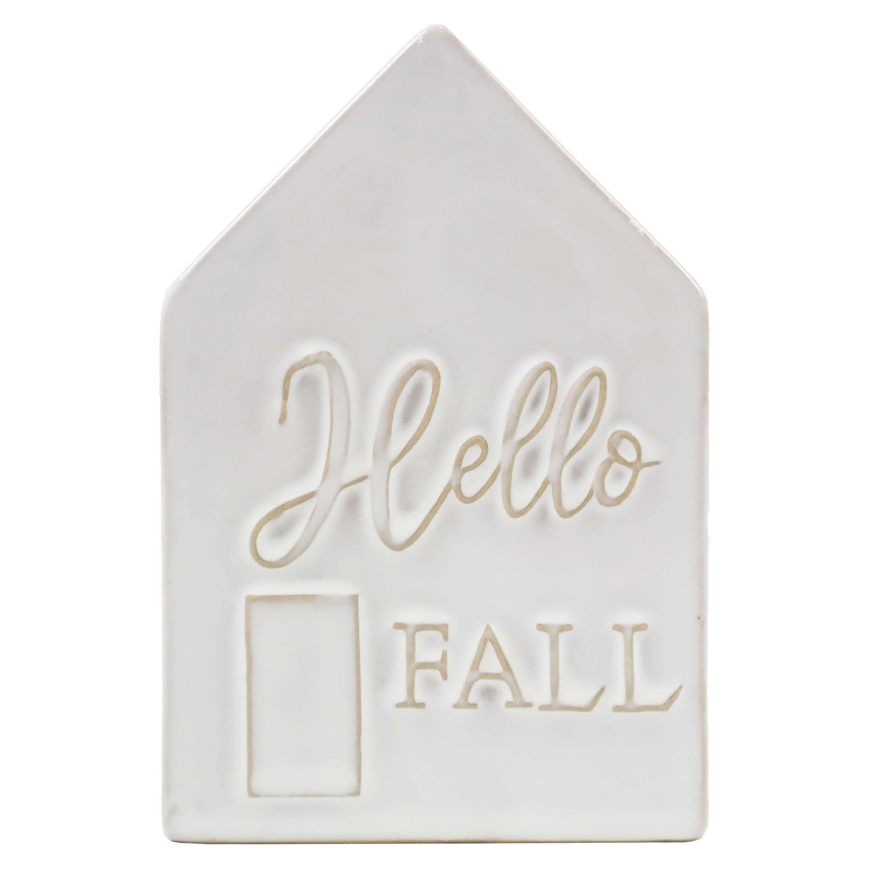 Harvest White Ceramic House Tabletop Decoration, 6", Way to Celebrate | Walmart (US)