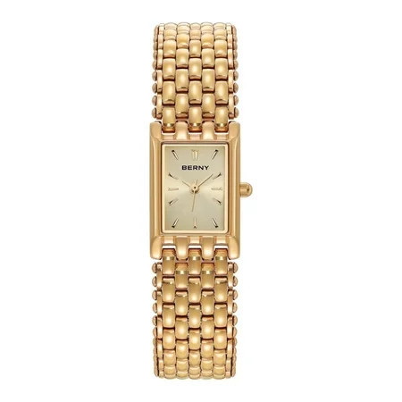 BERNY Gold Watches for Women Vintage Dress Ladies Quartz Watches with Stainless Steel Rectangular Case and Bracelet 3ATM Waterproof Birthday Gifts Present-Gold Dial | Walmart (US)