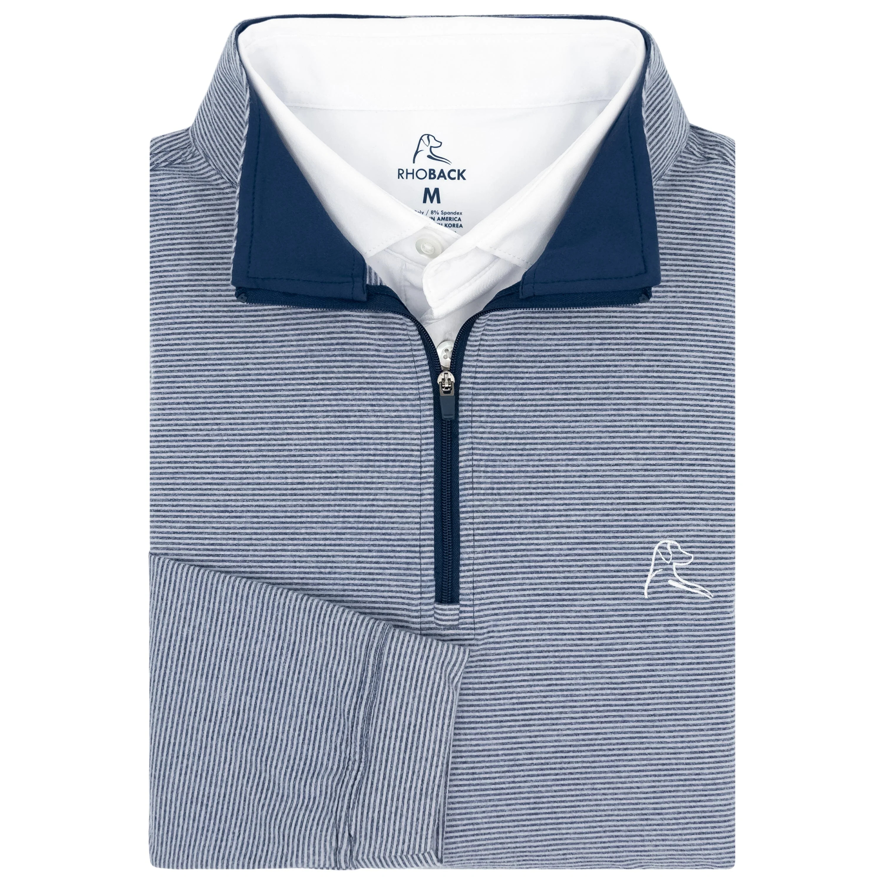 Riva Heather Stripe Performance Q-Zip - Fleet Navy/White | Rhoback | RHOBACK