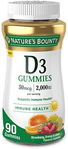 Vitamin D3 Gummies by Nature's Bounty, Vitamin Supplement, Supports Immune Health, 50mcg, 2000IU, Mi | Amazon (US)