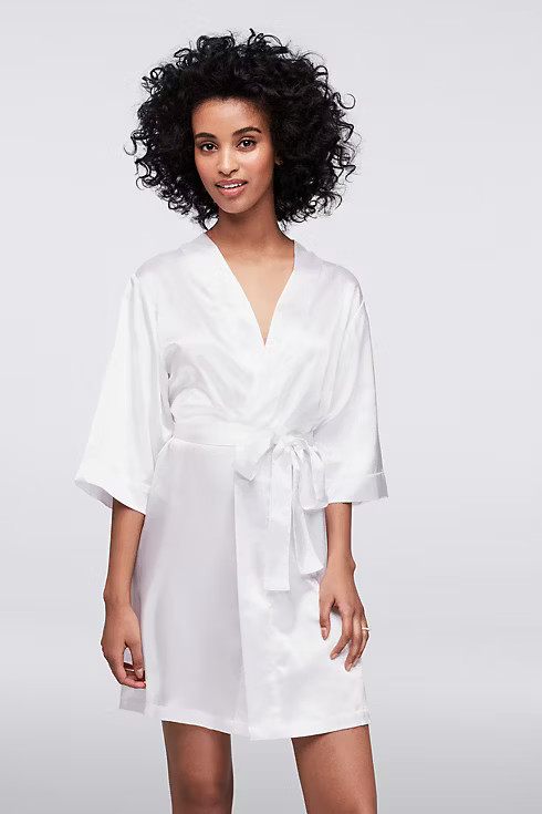 DB Exclusive Double Rhinestone Bride Satin Robe | Davids Bridal