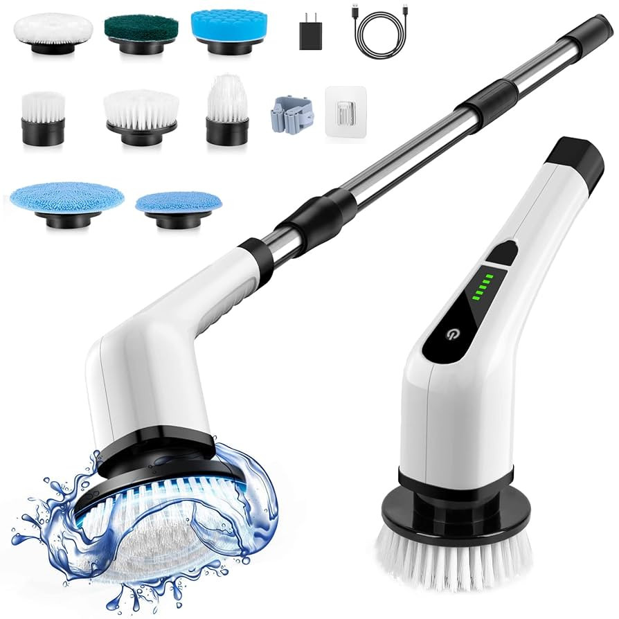 Electric Spin Scrubber, Cordless Cleaning Brush Scrubber for Home, 8 Replaceable Brush Heads-90Mi... | Amazon (US)