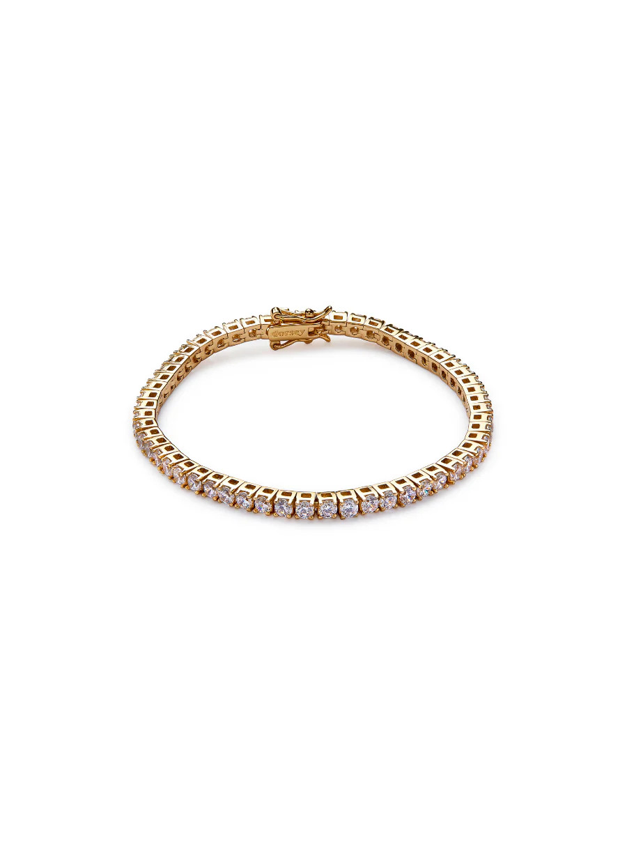 KATE 3MM ROUND CUT, LAB WHITE SAPPHIRE, GOLD RIVIÈRE BRACELET | Dorsey