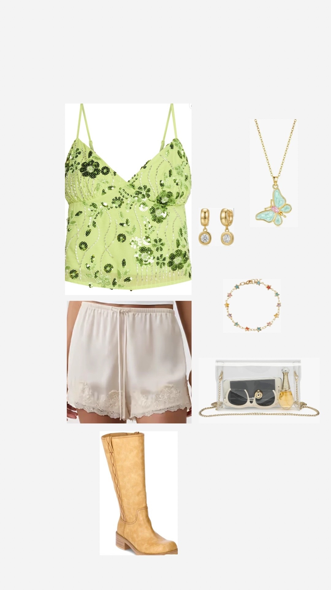 Hilary Duff concert the lucky me tour Lizzie McGuire and Isabella outfit inspo! Pop concert summer concert outfit inspo denim skirt disco pop sequin shiny tank top look y2k outfit for concert