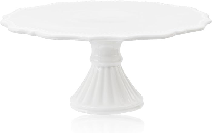 10 Inch Cake Stand, Relief Round Dessert Cake Stand, Ceramic Cupcake Stand for Birthday, Wedding,... | Amazon (US)