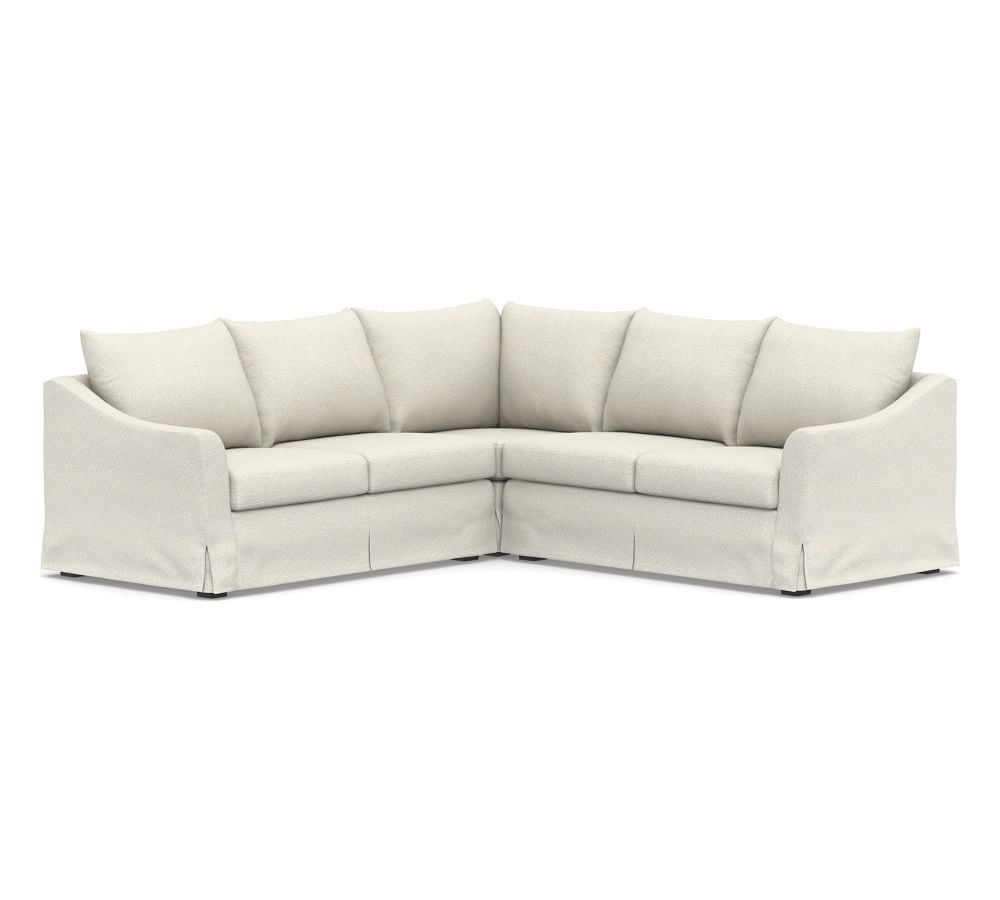 SoMa Brady Slope Arm Slipcovered 3-Piece L-Shaped Corner Sectional, Polyester Wrapped Cushions, P... | Pottery Barn (US)