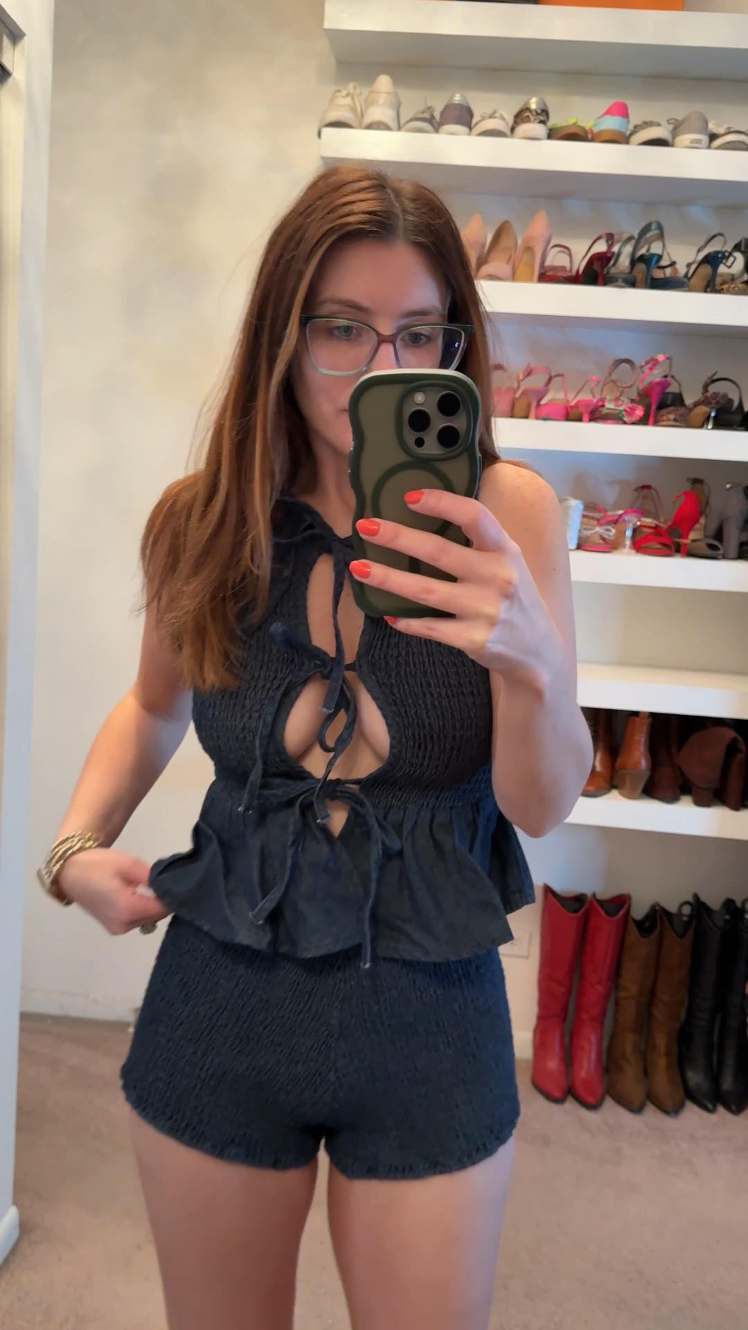 I wanted to love this cute denim set but I think I’m too old and my boobs are too big for such a skimpy look 😆 but it’s so cute for summer, spring break or a trip to Nashville!
Wearing a size 6 in both the top and bottom. 

#LTKSaleAlert #LTKootd #LTKSeasonal