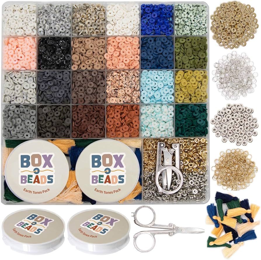 Box-O-Beads, 6000 pcs Polymer Clay Heishi Beads for Bracelet & Jewelry Making, DIY Bracelet Makin... | Amazon (US)