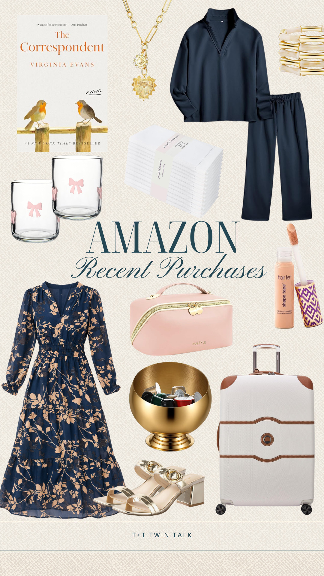 Recent purchases from Amazon that we are loving! The pink cosmetic bag, white suitcase, and navy sweat set are perfect for a travel day! We also added our favorite bow cups for everyday use, and some jewelry to add to any outfit! 

 #LTKSeasonal #LTKOver40 #LTKMidsize