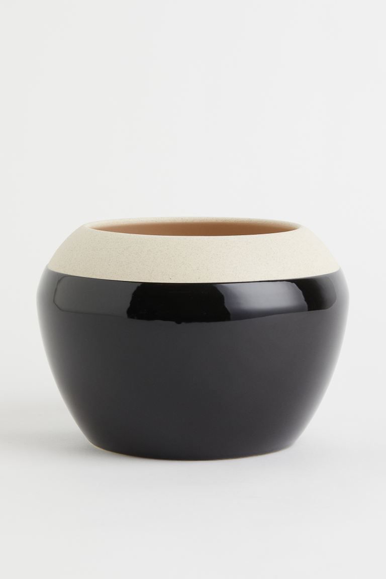 New ArrivalLarge glazed stoneware vase. Height 17 cm. Diameter at the top 16.4 cm. Diameter at th... | H&M (US + CA)