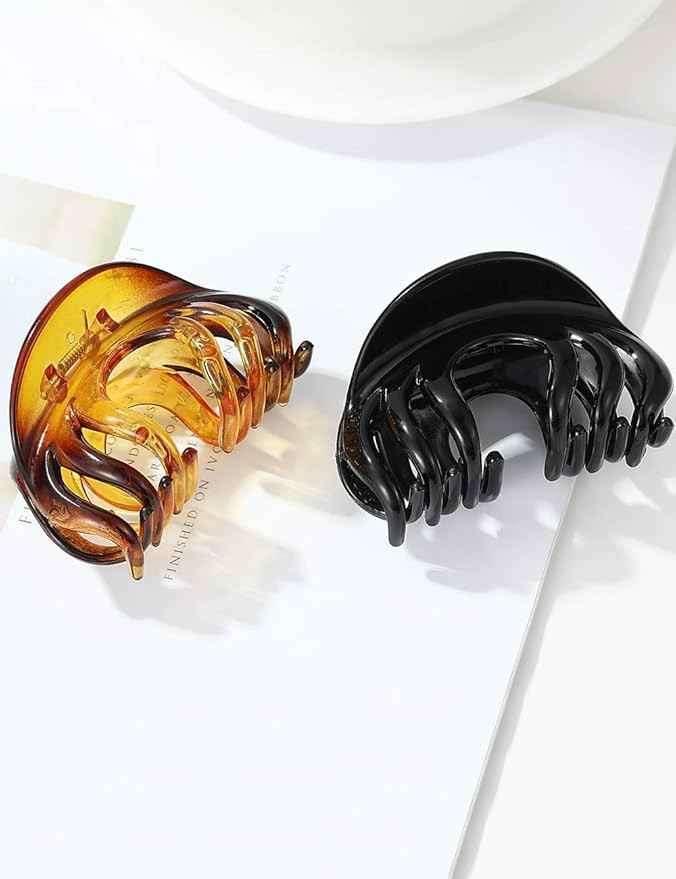 ACCGLORY Large Plastic Hair Clips for Women Thick Hair (Arc-Black+Brownish) | Amazon (US)