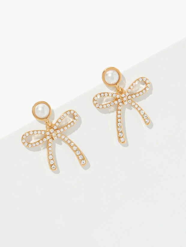 Ribbon Pearl Drop Earrings | Talbots