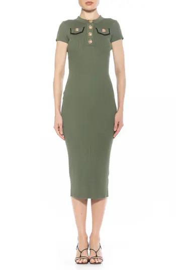 Alexia Admor Rhys Crewneck Knit Sheath Midi Dress in Sage at Nordstrom Rack, Size Large | Nordstrom Rack