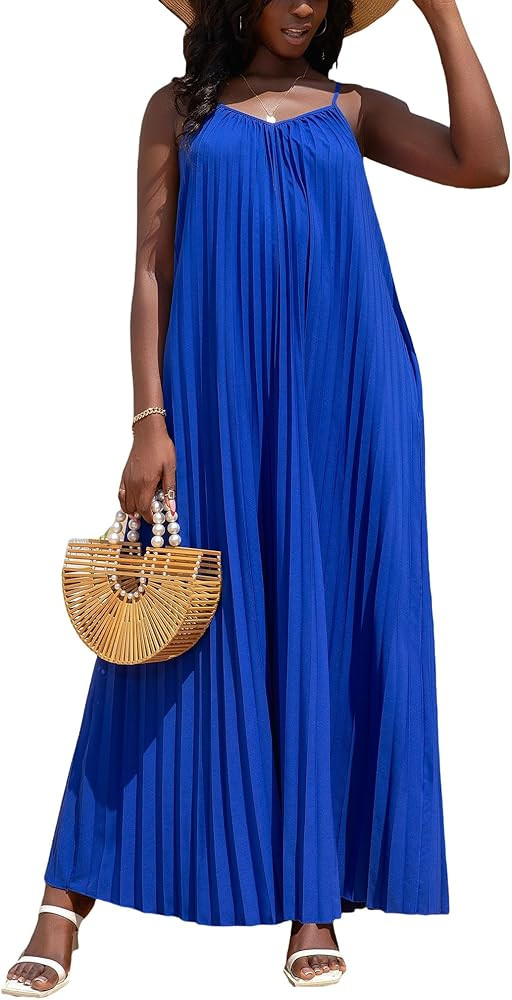 KINIKO Women's Summer Spaghetti Strap A-Line Dress – Casual Sleeveless Swing Style with Adjusta... | Amazon (US)