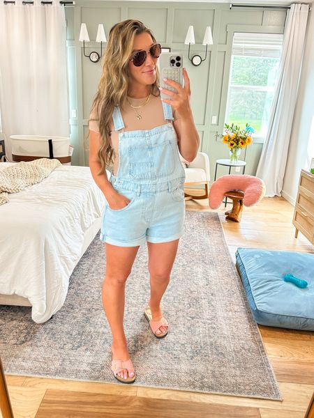 #postpartum #summerfashion #overalls 
Wearing size small in these overalls. Sized up one, they do run big as free people generally does! 

#LTKBaby #LTKFindsUnder100 #LTKStyleTip