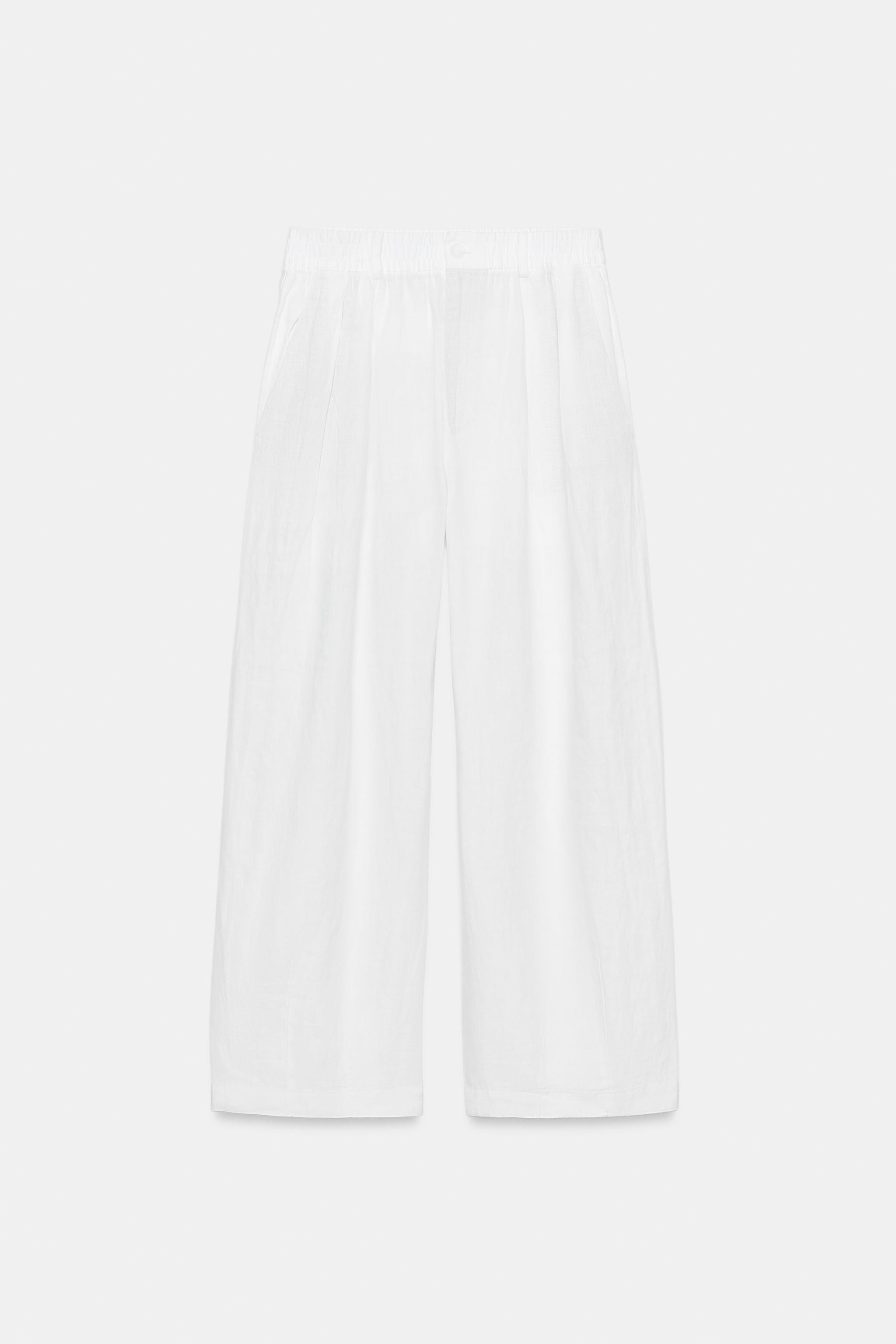 ZW COLLECTION 100% LINEN PLEATED PANTS | Zara US