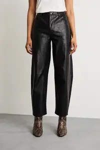 Trousers | Barrel Leg Faux Leather Trouser | Warehouse | Debenhams UK