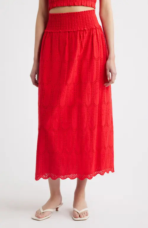 Hill House Home The Delphine Nap® Midi Skirt in Red at Nordstrom, Size Large | Nordstrom